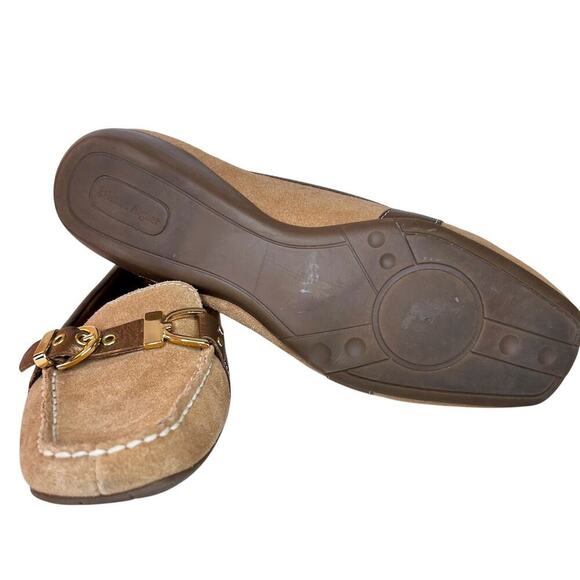 8 Etienne Aigner Preppy Brown Tan Suede Leather Moc Loafers Flats Academia - Picture 6 of 9